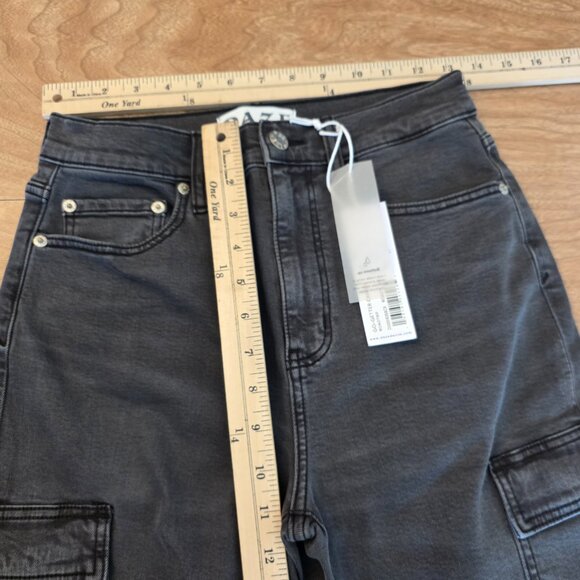 Daze Go Getter Jeans Carpender Distressed High Rise Flare Leg Black Size 26 - Picture 14 of 17